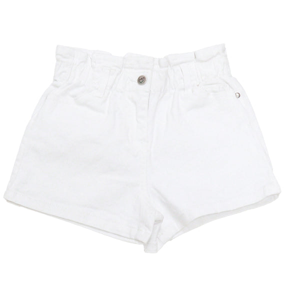 White Paperbag Twill Shorts