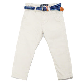 Beige Belted Dobby Trouser