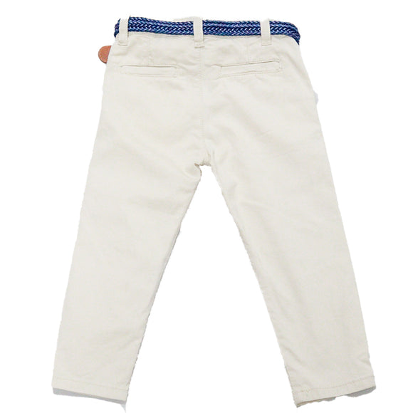 Beige Belted Dobby Trouser