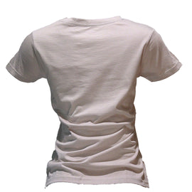 Beige Short Sleeve Crew Neck T - 0