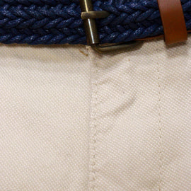 Beige Belted Dobby Shorts - 0