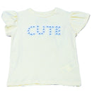 Yellow S S Aop Applique Work At Chest T Shirt-1