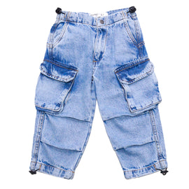 Jogger With Flap Pockets And Elasticed Opening Light Wash