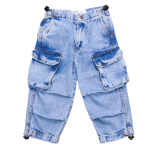 Jogger With Flap Pockets And Elasticed Opening Light Wash