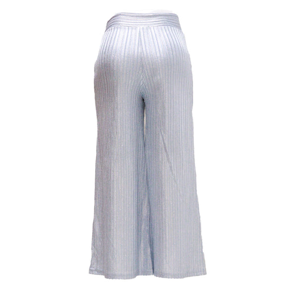 Gold Shimmerfoil Coated Wide Leg Knitted Pants