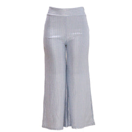 Gold Shimmerfoil Coated Wide Leg Knitted Pants