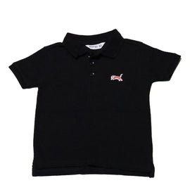 Black Mandarin Collar Polo Shirt