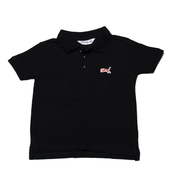 Black Mandarin Collar Polo Shirt