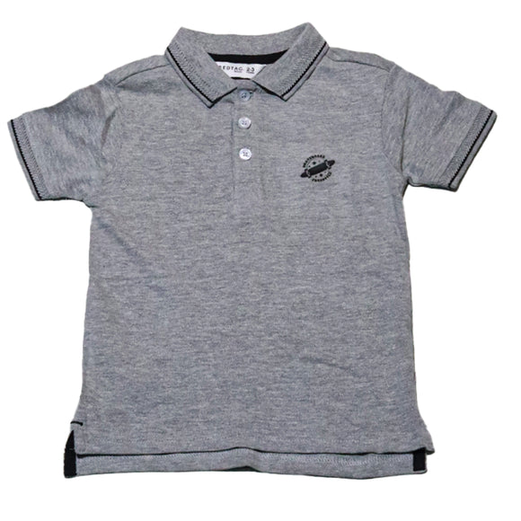 Grey Mandarin Collar Polo Shirt