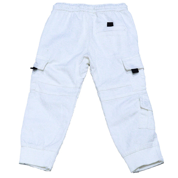 White Cargo Pocket Knitted Dneim Jogger