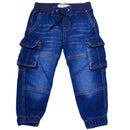 Dark Wash Rib Waistband Cargo Pocket Jogger-1