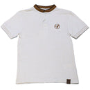 Beige Suede Collar Polo With Embrodiery-1