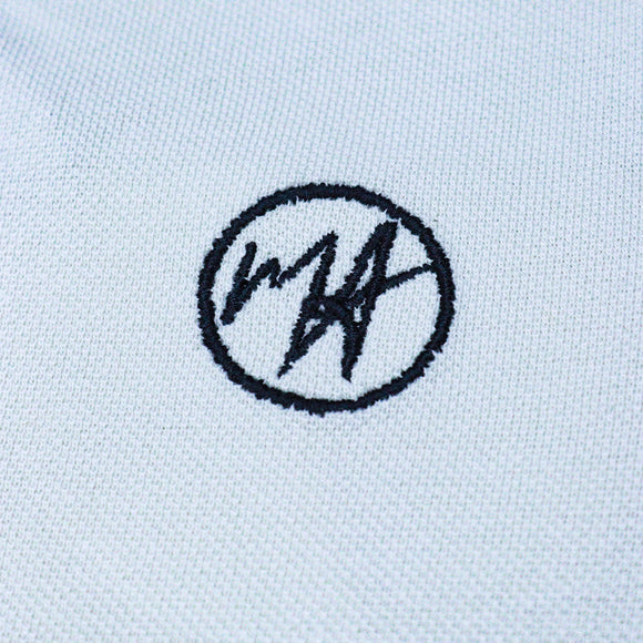 Solid Paster Grey Contrast Collar Polo With Embrodiery