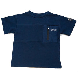 Navy Interlock Drop Shoulder T Shirt Navy