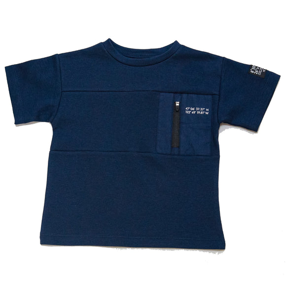 Navy Interlock Drop Shoulder T Shirt Navy