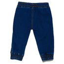 Mid Wash Knit Joggers Jeans Blue-3