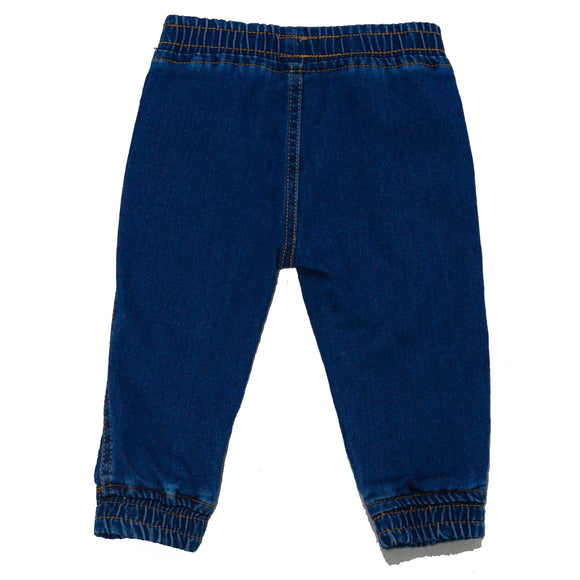 Mid Wash Knit Joggers Jeans Blue