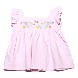 Yellow Embroidery Yoke Blouse