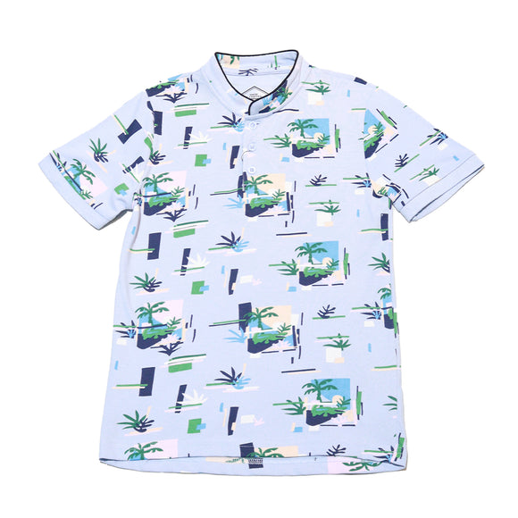 Blue Palm Tree Aop Polo