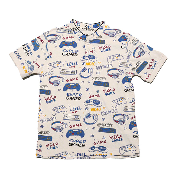 Beige Gaming Controller Aop Polo