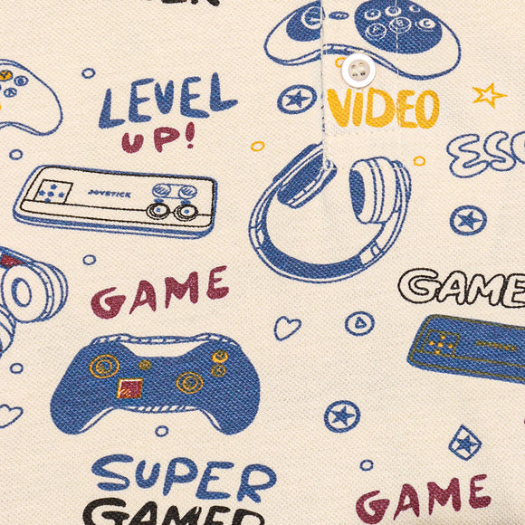 Beige Gaming Controller Aop Polo