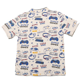 Beige Gaming Controller Aop Polo - 0