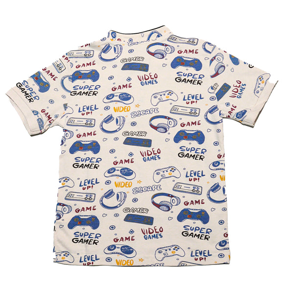 Beige Gaming Controller Aop Polo