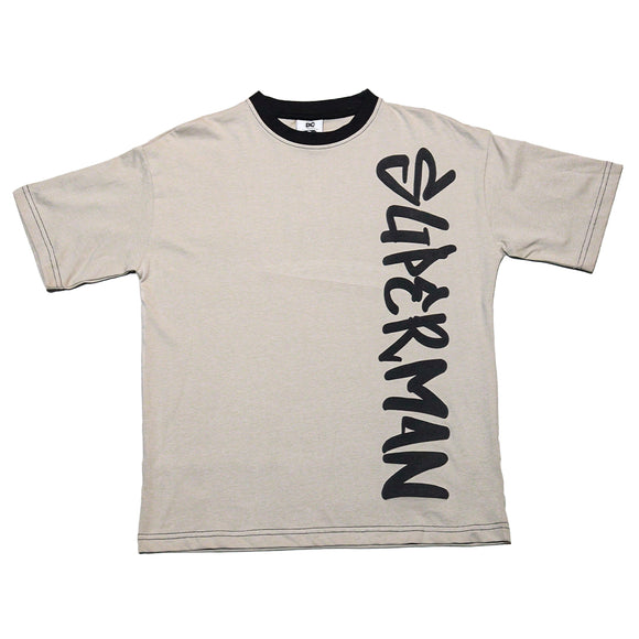 Beige Superman Front And Back Print Tee