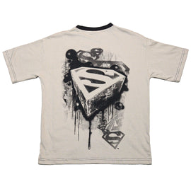 Beige Superman Front And Back Print Tee - 0