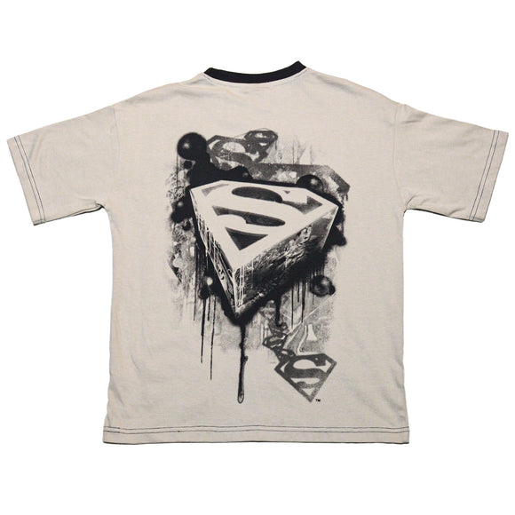 Beige Superman Front And Back Print Tee