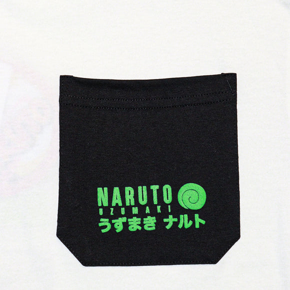 White Naruto Pocket Tee And Back Print
