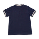 Navy Jacquard Zip Thru Polo Shirt-2