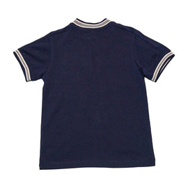 Navy Jacquard Zip Thru Polo Shirt - 0