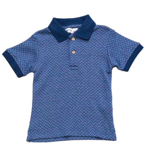 Navy Herringbone Polo