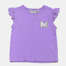 Lilac Schifly Frill Sleeves T Shirt Lilac-1