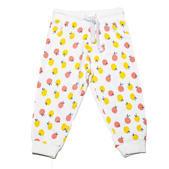 White Orange All Over Print Active Pant