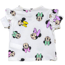 White Minnie All Over Print Frilled T Shirt White - 0