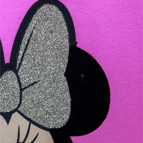 Pink Minnie Mouse Placement Print Frilled T Shirt Pale Pink