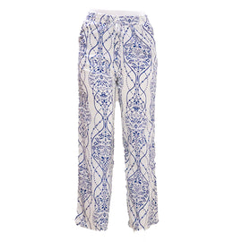 Blue Printed Wide Leg Trousers