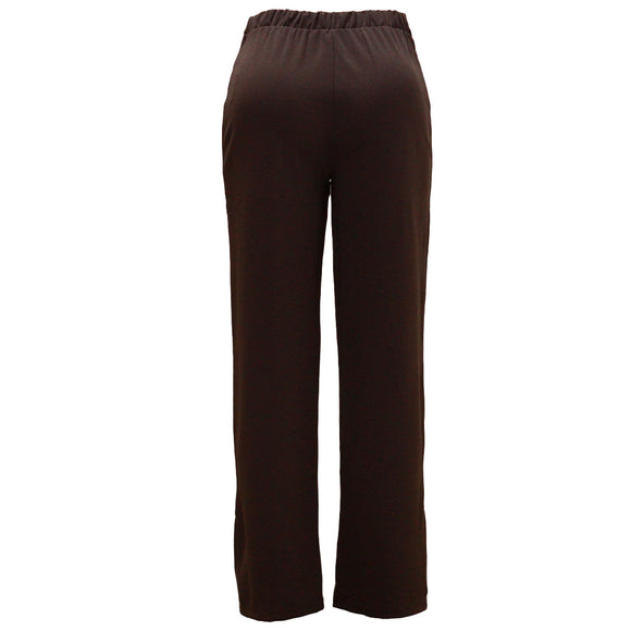 Brown Wide Leg Trousers With Button Detail