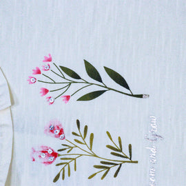 Beige S S Placement Floral Sequiens Work T Shirt - 0