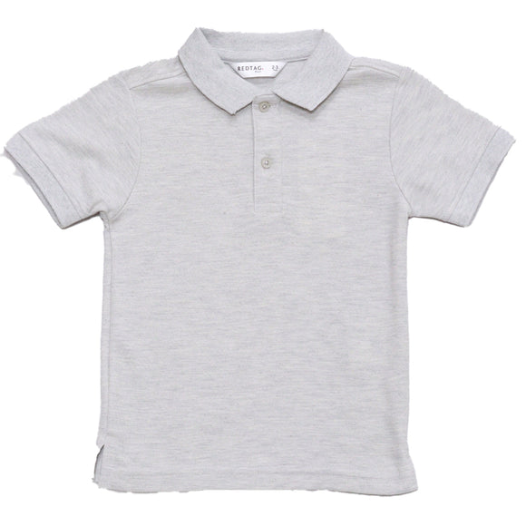 Grey Melange Basic Polo Shirt Mid