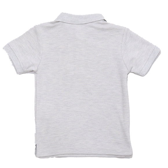 Grey Melange Basic Polo Shirt Mid