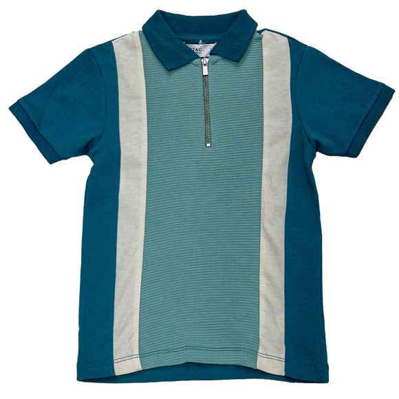 Blue Cut Sew Jersey Ottoman S S Zipper Polo