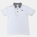 White S S Woven Collar Smart Button Down Polo White-1