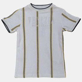 White S S Festive Printed Smart Tshirt With Emb White