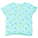 Aqua Floral All Over Print T Shirt-1