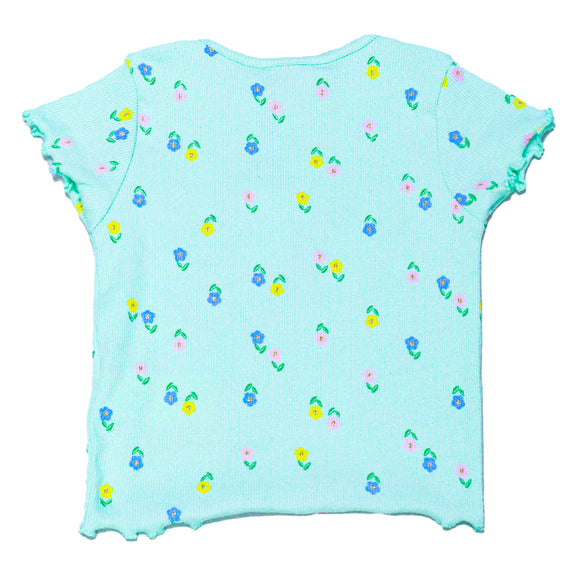 Aqua Floral All Over Print T Shirt