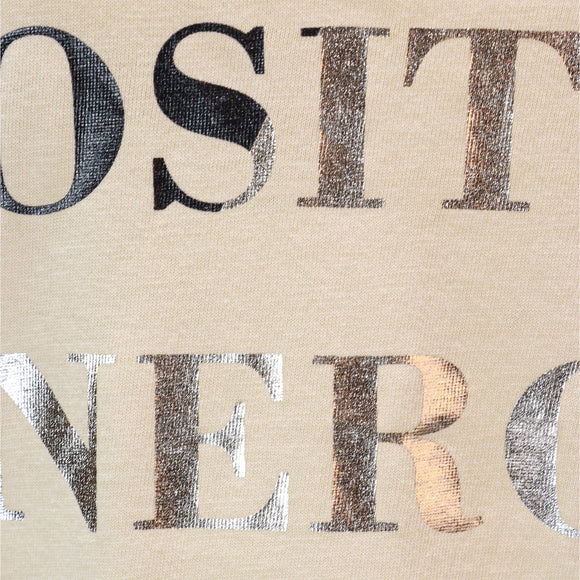 Beige Foil Printed T Shirt