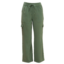 Sage Utility Pocket Detailed Elasticated Waist Wide Leg Trousers Pale